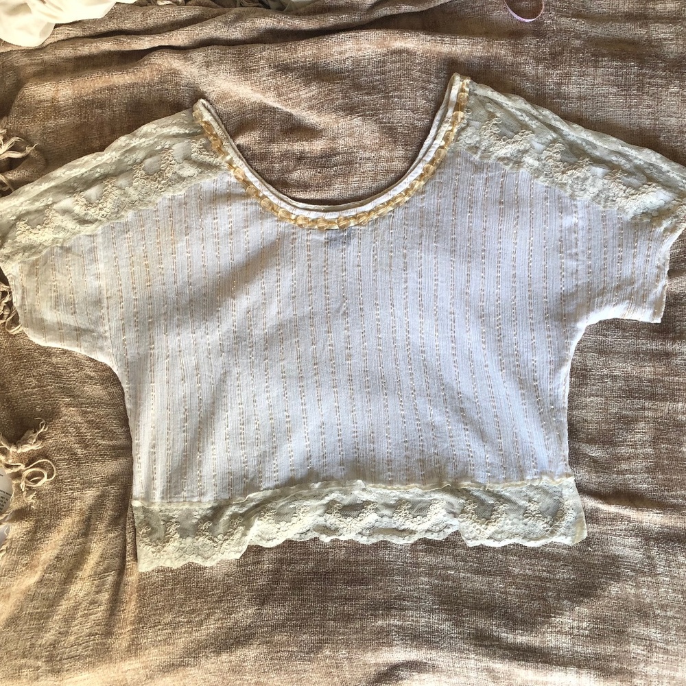 Final Sale! Free People Crop Top with Lace and Beading S